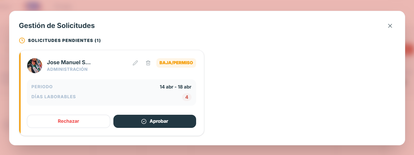 Solicitud de baja en Paprika Shift